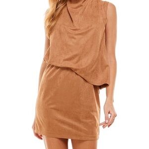 TCEC Faux Suede Camel Sleeveless Dress NWT